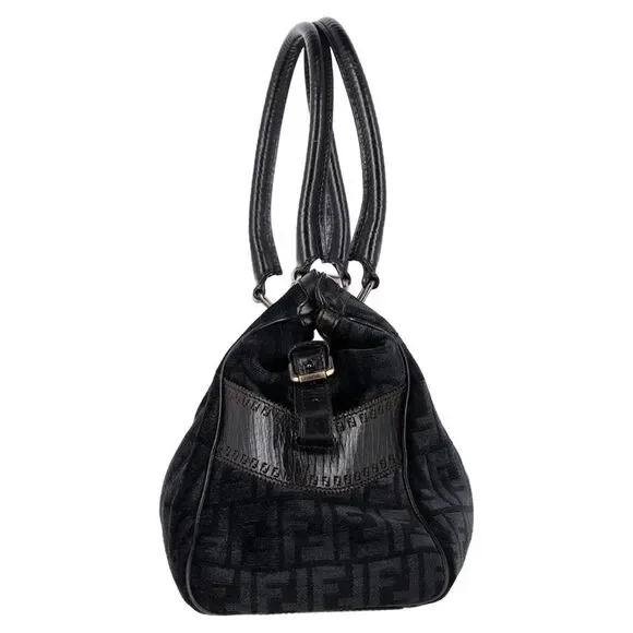 Fendi Zucca Etniko Shoulder Bag in Black Canvas - Picture 3 of 8